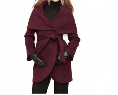 Elie Tahari The Marla Coat In Merlot In Burgundy