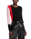 Elie Tahari The Marolo Ribbed Colorblock Sweater In Noir/hibiscus/blush Rose