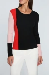 Elie Tahari The Marolo Ribbed Colorblock Sweater In Noir Hibiscus