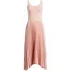 Elie Tahari The Mave Mixed Media Pleated Midi Sweater Dress