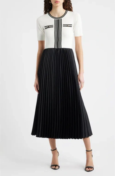 Elie Tahari The Mave Mixed Media Sweater Dress In Black