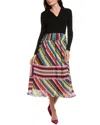 Elie Tahari The Mave Mixed Media Venus Midi Dress In Black