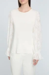 Elie Tahari The Mavea Mixed Media Top In White