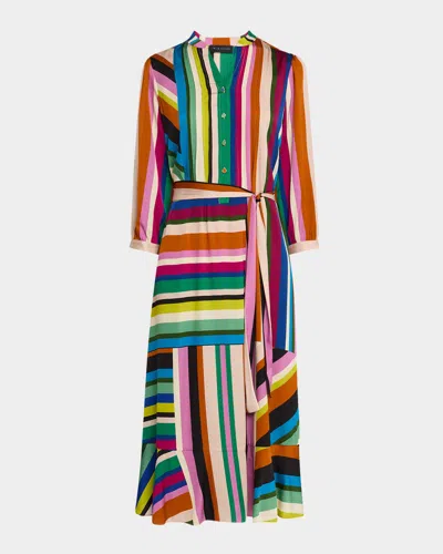 Elie Tahari The Mila Venus Striped A-line Midi Dress