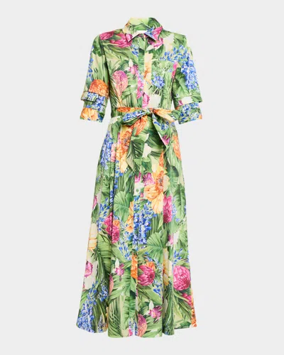Elie Tahari The Milena Spring Floral-print Midi Shirtdress In Multi