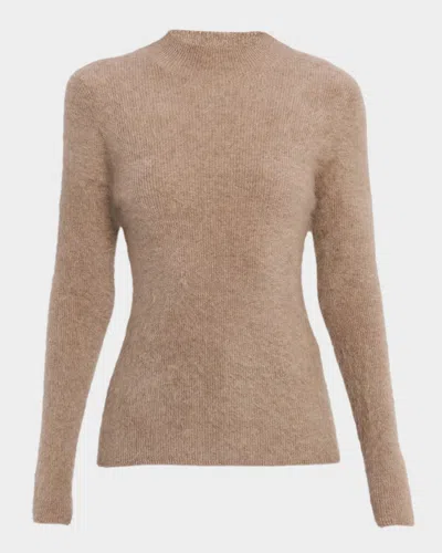 Elie Tahari The Miley Brushed Cashmere Crewneck Sweater In Brown