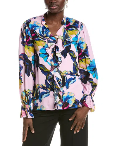 Elie Tahari The Minnie Silk-blend Blouse In Multi