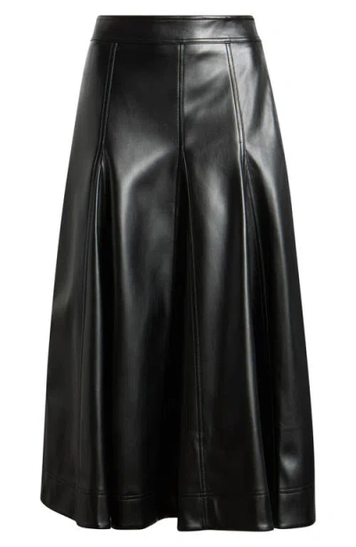 Elie Tahari The Mireille Faux Leather Midi Skirt In Black