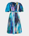 Elie Tahari The Miriam Belted Ikat-print Midi Dress