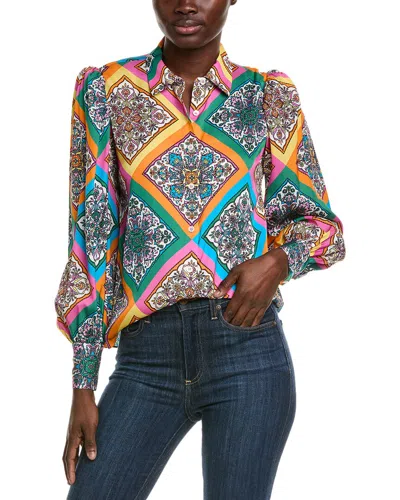 Elie Tahari The Molly Silk-blend Blouse In Blue Multicolor