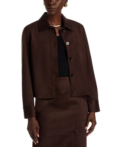 Elie Tahari The Naira Faux Suede Jacket In Burgundy