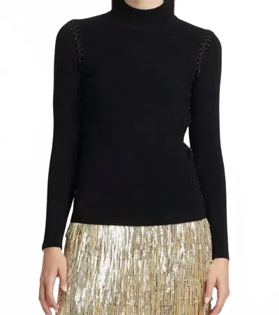 Elie Tahari The Nina Whipstitched Turtleneck Sweater In Black