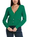Elie Tahari The Oaklee Chain-trim Cardigan Sweater In Green
