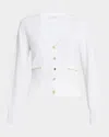 Elie Tahari The Oaklee Chain-trim Cardigan Sweater In White
