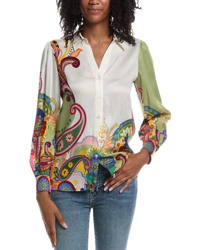 Elie Tahari The Olivia Celestial Paisley Blouse In Multi
