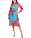 Elie Tahari The Paulina Isle Of Capri Silk-blend Shirtdress In Red