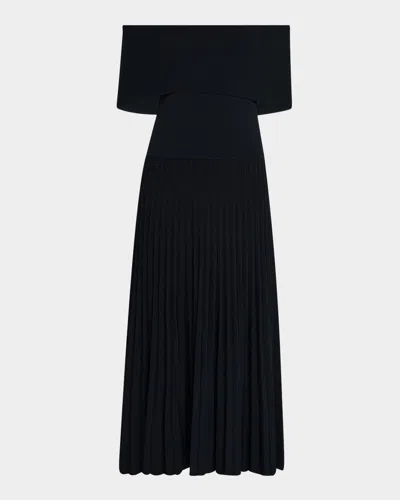 Elie Tahari The Persephone Off-shoulder Knit Midi Dress In Black