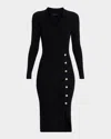 Elie Tahari The Polo Collared Midi Knit Dress In Black
