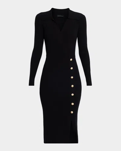 Elie Tahari The Polo Collared Midi Knit Dress In Black