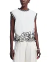 Elie Tahari The Poppy Embroidered Open Work Top In White