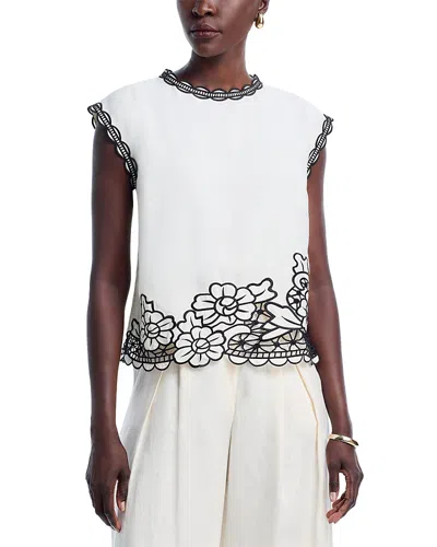 ELIE TAHARI THE POPPY EMBROIDERED TOP