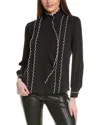 Elie Tahari The Rae Scallop Shirt In Black