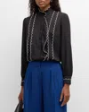 Elie Tahari The Rae Scallop Shirt In Noir