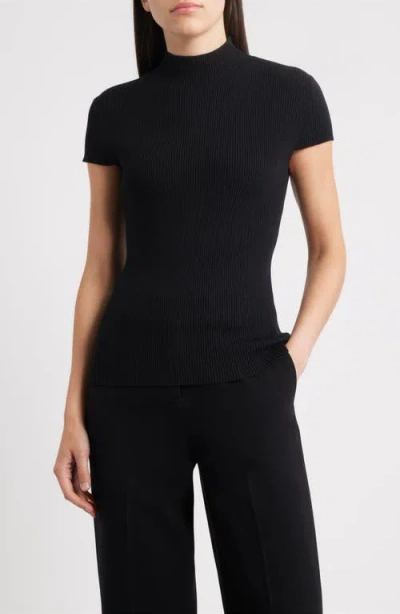 Elie Tahari The Ramona Rib Mock Neck Top In Black