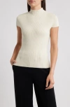 Elie Tahari The Ramona Rib Mock Neck Top In White