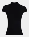 Elie Tahari The Ramona Ribbed Mock-neck Top In Black