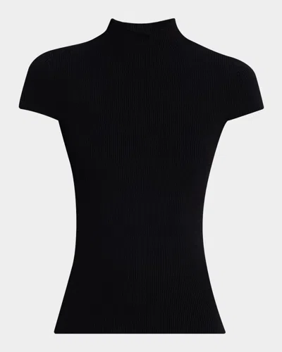 ELIE TAHARI THE RAMONA RIBBED MOCK-NECK TOP