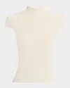 Elie Tahari The Ramona Ribbed Mock-neck Top In Gray