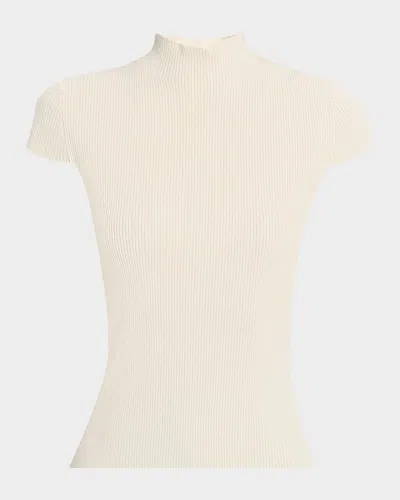 Elie Tahari The Ramona Ribbed Mock-neck Top In Gray