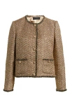 Elie Tahari The Ramy Metallic Tweed Jacket In Gold
