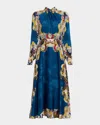 Elie Tahari The Raquel Printed Twist-neck Midi Dress In Blue