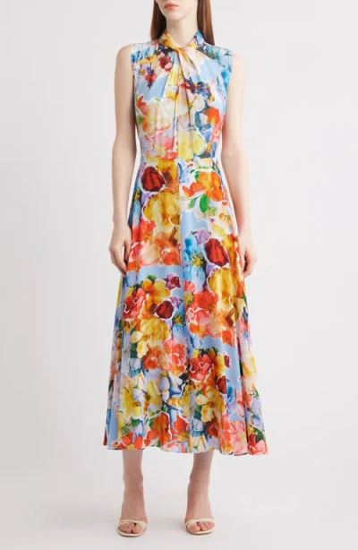 Elie Tahari The Raquel Spring Morning Floral Print Sleeveless Dress In Spring Morning Print