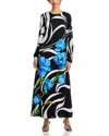Elie Tahari The Renata Mixed Print Long Sleeve Silk Blend Maxi Dress In Multi