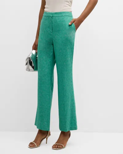 Elie Tahari The Romina Heathered Straight-leg Pants In Neptune Green