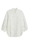 Elie Tahari The Romy Embroidered Eyelet Linen Blend Button-up Shirt