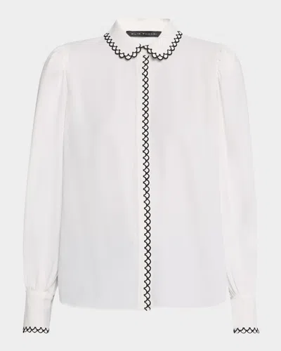Elie Tahari The Roshan Scalloped Button-down Blouse In Sky White