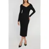 Elie Tahari The Rowan Off-shoulder Midi Sweater Dress In Noir Black