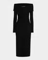 Elie Tahari The Rowan Off-shoulder Midi Sweater Dress In Noir