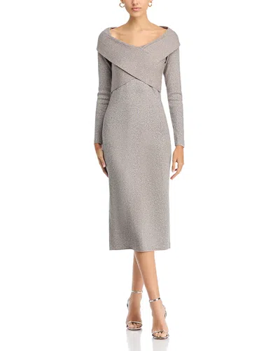 Elie Tahari The Rowan Sweater Dress In Shimmer Gold