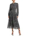 Elie Tahari The Rue Dot Print Long Sleeve Dress In Noir/sky White