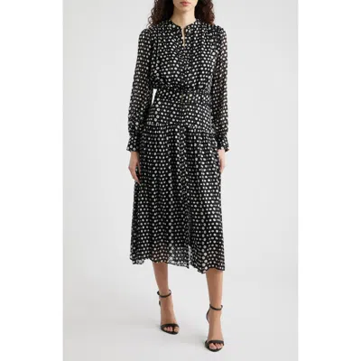 Elie Tahari The Rue Dot Long Sleeve Maxi Dress In Multi