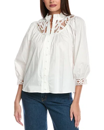 Elie Tahari The Rylan Lace Blouse In White
