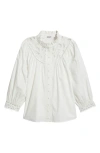 Elie Tahari The Rylan Lace-yoke Cotton Blouse In Sky White
