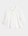 Elie Tahari The Rylan Lace-yoke Cotton Blouse In Sky White