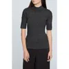 Elie Tahari The Samantha Metallic Mock-neck Sweater In Noir With Gunmetal Lurex