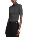 Elie Tahari The Samantha Metallic Mock-neck Sweater In Noir With Gunmetal
